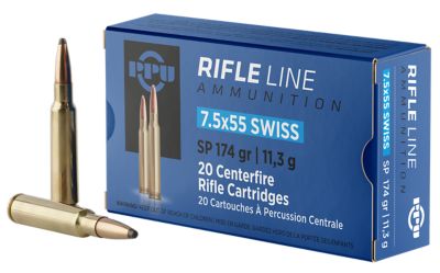 PPU Metric Rifle Line 7.5x55mm Swiss 174-Grain Soft Point Rifle Ammunition, 20 Rounds