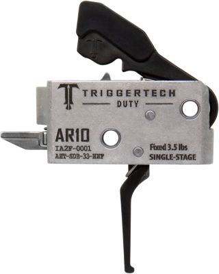TriggerTech Duty Single-Stage Flat Trigger for AR-10, 3.50 lb. Draw, Stainless Steel