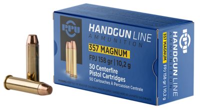 PPU .357 Magnum 158-Grain Flat Point Jacketed Handgun Ammunition, 50 Rounds