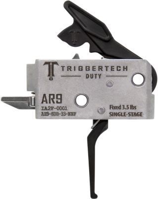 TriggerTech Duty Single-Stage Flat Trigger for AR-9, 3.50 lb. Draw, Stainless Steel