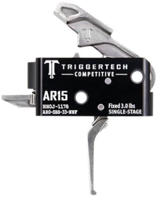 TriggerTech Competitive Single-Stage Flat Trigger for AR-15, 3 lb. Draw, Fixed, Stainless