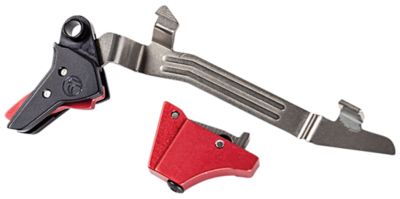 Timney Triggers Alpha Competition Straight Trigger for Glock Gen3-4, 45 ACP/10mm Auto, Red, Nickel/Aluminum