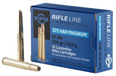 PPU Standard .375 H&H Magnum 300-Grain Soft Point Round Nose Rifle Ammunition, 10 Rounds