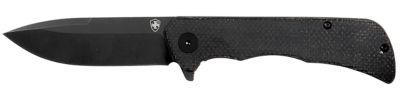 Templar Knife 3.27 in. Paladin Drop Point Folding Knife, Plain Black Powder-Coat D2 Steel Blade, Black Micarta Handle