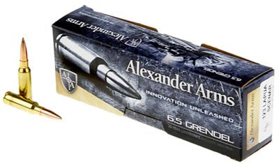Alexander Arms Lapua Scenar 6.5 Grendel 123-Grain Boat Tail Open Tip Match Rifle Ammunition, 20 Rounds