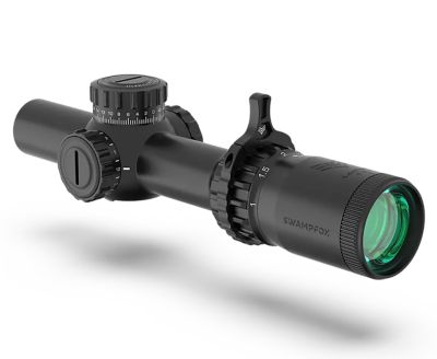 Swampfox Optics 1-4x 24mm Tomahawk II Rifle Scope, 30mm Tube, Bright Fiber Optic Green Reticle, Black