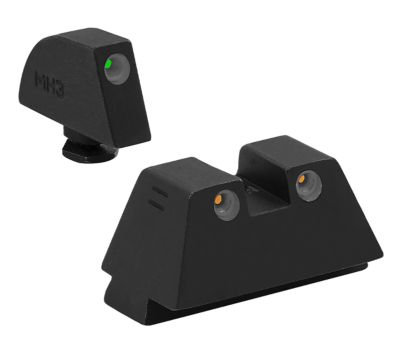 Mepro USA Tru-Dot Sight Set for Glock 17/17L/19/22/23, Green Tritium White Outline Front, Orange Tritium White Outline Rear
