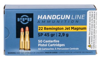 PPU .22 Remington Jet 45-Grain Soft Point Handgun Ammunition, 50 Rounds