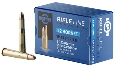 PPU Standard .22 Hornet 45-Grain Soft Point Rifle Ammunition, 50 Rounds