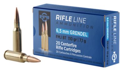 PPU Standard 6.5 Grendel 110-Grain Full Metal Jacket Boat Tail Rifle Ammunition, 20 Rounds