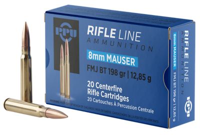 PPU Metric Rifle Line 8mm Mauser 198-Grain Full Metal Jacket Boat Tail Rifle Ammunition, 20 Rounds