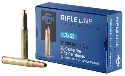 PPU Metric Rifle Line 9.3x62mm Mauser 285-Grain Soft Point Rifle Ammunition, 20 Rounds