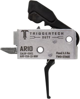 TriggerTech Duty Two-Stage Flat Trigger for AR-10, 3.50 lb. Draw, Stainless Steel