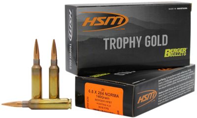 HSM Trophy Gold Extended Range 6.5-284 Norma 140-Grain Berger Hunting VLD Match Rifle Ammunition, 20 Rounds
