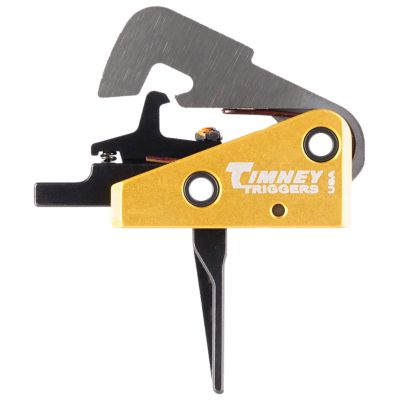 Timney Triggers Competition Trigger Single-Stage Straight Trigger for AR-10, 4 lb. Draw, Black/Gold, Steel w/Aluminum Housing