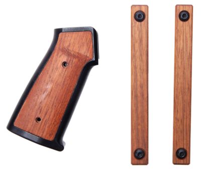 Sharps Bros. AR-15 Grip Set for AR-Platform, Black, Cerakote, 6061-T6 Aluminum Frame, Brazilian Cherry Inserts