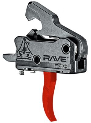 Rise Armament Rave Pistol Caliber Carbine Curved Trigger, Black/Red, Anodized, Aluminum/Steel