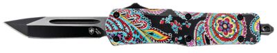 Templar Knife 2.69 in. Gen II Quilt Small OTF Tanto Folding Knife, Black 440C SS Blade, Multicolor Aluminum Handle