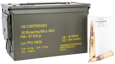 PPU Rangemaster .50 BMG 625-Grain Full Metal Jacket Rifle Ammunition, 120 Rounds