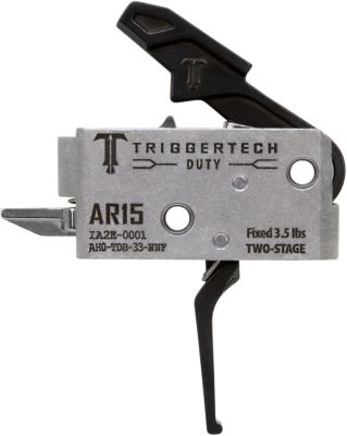 TriggerTech Duty Two-Stage Flat Trigger for AR-15, 3.50 lb. Draw, Stainless Steel