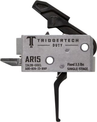 TriggerTech Duty Single-Stage Flat Trigger for AR-15, 3.50 lb. Draw, Stainless Steel