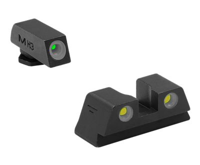 Mepro USA Tru-Dot Sight Set for Glock 42/43/43X/48, Green Tritium White Outline Front, Yellow Tritium White Outline Rear