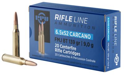 PPU Metric Rifle Line 6.5x52mm Carcano 139-Grain Full Metal Jacket Boat Tail Rifle Ammunition, 20 Rounds