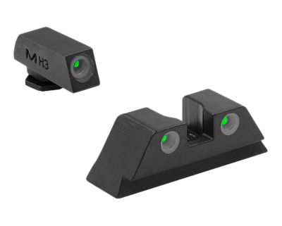 Mepro USA Tru-Dot Sight Set for Glock Frame 17/19/22/23/24/25/28/31/32/33/34/35/37/38/39, Green Tritium Front & Rear