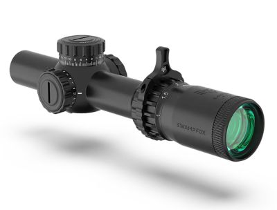 Swampfox Optics 1-6x 24mm Tomahawk II Rifle Scope, 30mm Tube, Bright Fiber Optic Red Reticle, Black