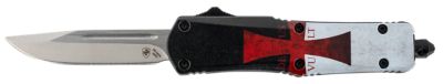 Templar Knife 2.69 in. Gen II Templar Flag Small OTF Drop Point Folding Knife, Powder-Coat 440C SS Blade, Aluminum Handle