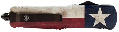 Templar Knife 3.5 in. Large Gen II Captain OTF Drop Point Folding Knife, Black Stonewashed 440C SS Blade, Flag Aluminum Handle
