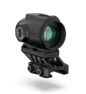 Swampfox Optics Raider Micro Prism Sight, Black, 1x 20mm Tube, Bullet Rise Compensation, Reticle Green Laser