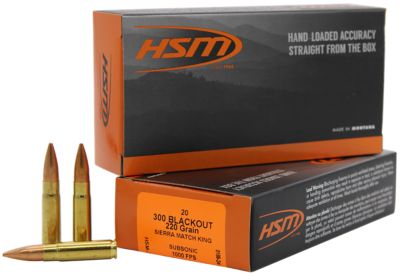HSM Match .300 AAC Blackout 220-Grain Sierra MatchKing BTHP Rifle Ammunition, 20 Rounds
