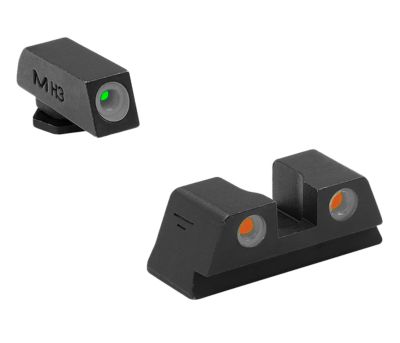Mepro USA Tru-Dot Sight Set for Glock 42/43/43X/48X, Green Tritium/Orange Tritium/Black Frame, Post/Dovetail Mount