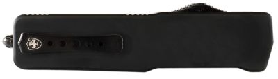 Templar Knife 3.16 in. Premium Weighted Slim OTF Dagger, Black Oxide Stonewashed D2 Steel Blade, Black Aluminum/Rubber Handle