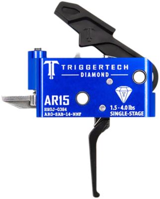 TriggerTech Diamond Single-Stage Flat Trigger for AR-15, 1.5-4.0 lb. Draw, Adjustable, Black PVD