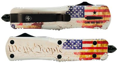 Templar Knife 2.69 in. Gen II We The People Small OTF Dagger, Black SS Blade, White Aluminum Handle