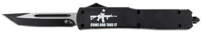 Templar Knife 3.43 in. Gen II Come And Take It Slim OTF Tanto Folding Knife, Black SS Blade, Black AR-15 Gun Aluminum Handle