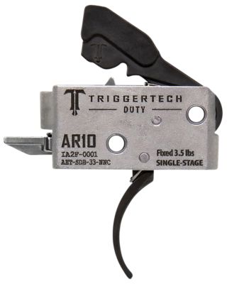 TriggerTech Duty Single-Stage Curved Trigger for AR-10, 3.50 lb. Draw, Stainless Steel