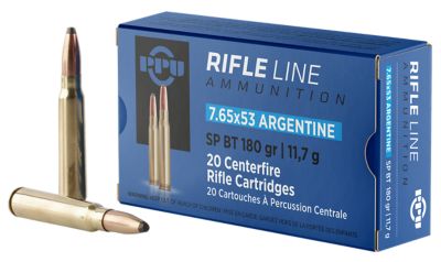PPU Metric Rifle Line 7.65x53mm Argentine 180-Grain Soft Point Boat Tail Rifle Ammunition, 20 Rounds