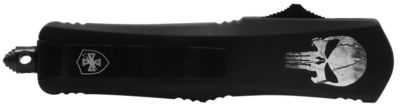 Templar Knife 3.43 in. Gen II Fallen Slim OTF Tanto Folding Knife, Black 440C SS Blade, Black with Skull Aluminum Handle