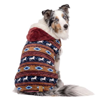 Tractor Supply Horse Print Fair Isle Dog Coat, Red