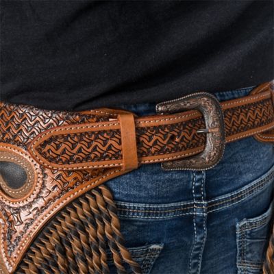 Image showing  Chocolate Leather Chinks with Twisted Fringe