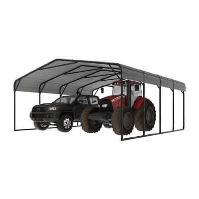 Veikous 20 x 20ft. Carport Galvanized Steel Car Canopy and Shelter, Gray