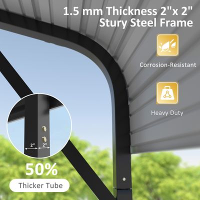 Image showing  20 x 20ft. Carport Galvanized Steel Car Canopy and Shelter, Gray