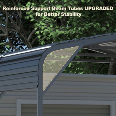 Image showing 7 th Veikous 20 x 20ft. Carport Galvanized Steel Car Canopy and Shelter, Gray
