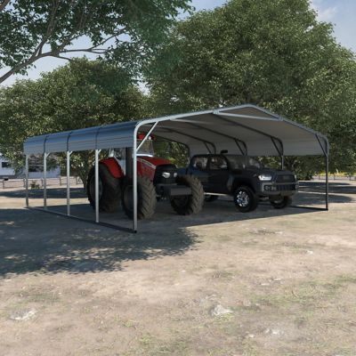 Image showing 9 th Veikous 20 x 20ft. Carport Galvanized Steel Car Canopy and Shelter, Gray