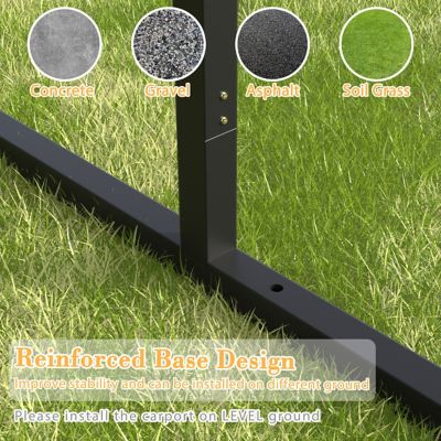 Image showing  14 x 30ft. Metal Heavy Duty Carport RV Car Canopy Shelter in Gray