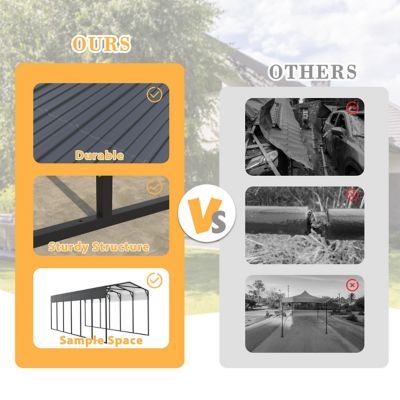 Image showing  14 x 30ft. Metal Heavy Duty Carport RV Car Canopy Shelter in Gray