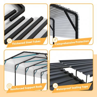 Image showing 6 th Veikous 14 x 30ft. Metal Heavy Duty Carport RV Car Canopy Shelter in Gray